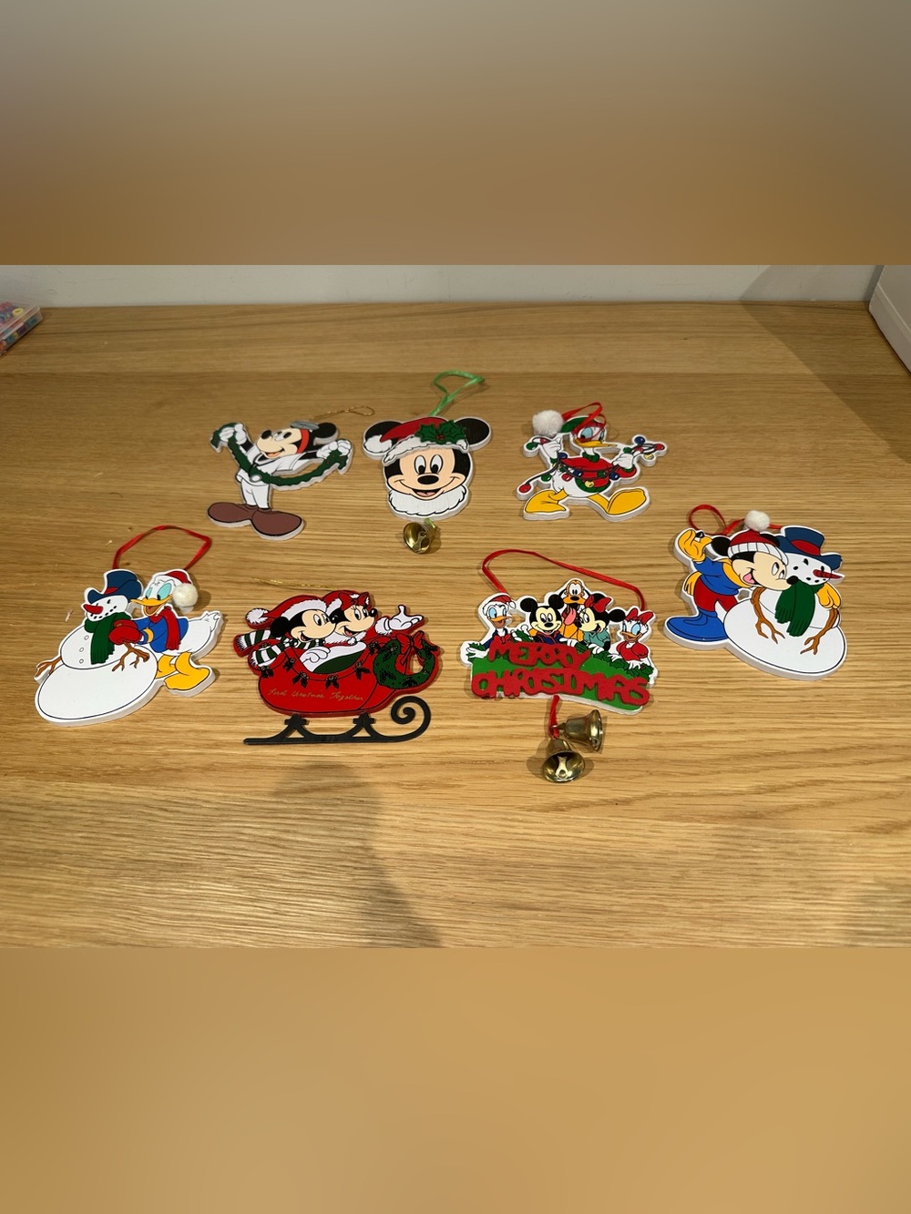 Seven Disney Wooden Vintage Ornaments